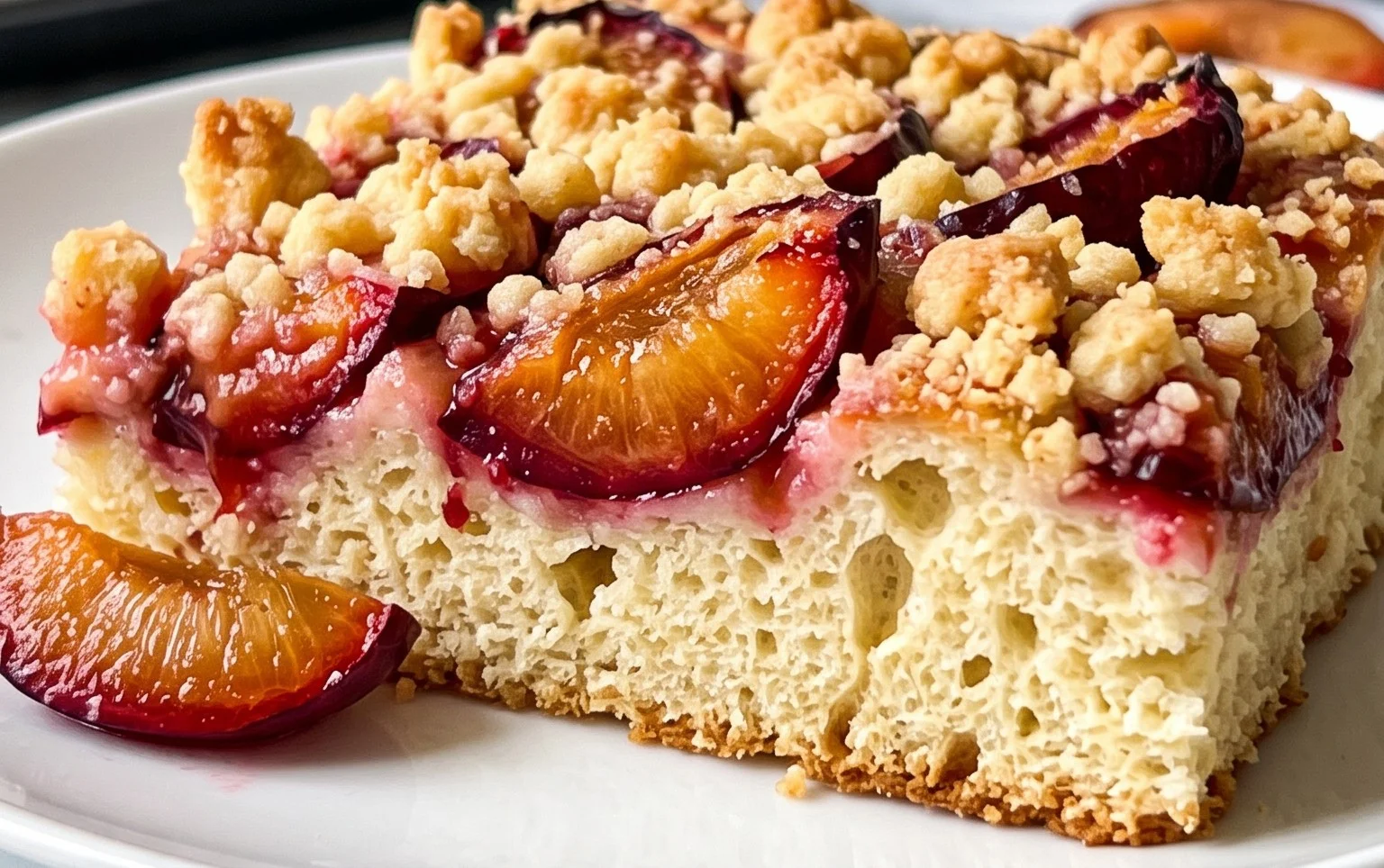 Rezept für Streusel-Pflaumenkuchen vom Blech mit Hefeteig