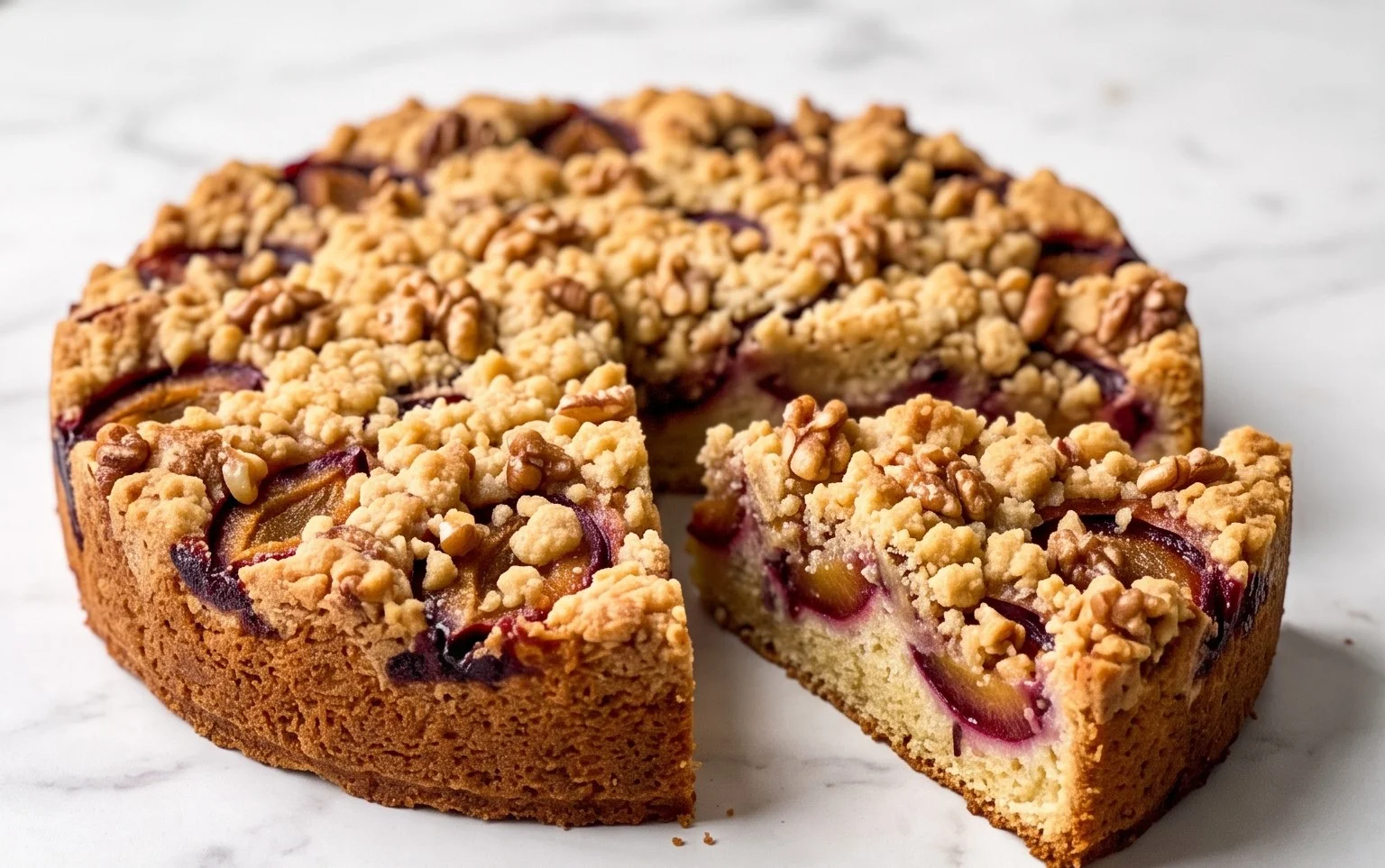 Walnuss Zwetschgenkuchen Zimt Streusel: Herbstduft